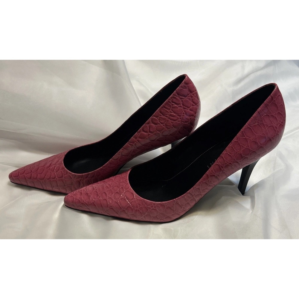 Gianni Bini Shoes Sz 8.5 Pink Leather Snake Women's Pointed Toe Heels - Picture 5 of 8